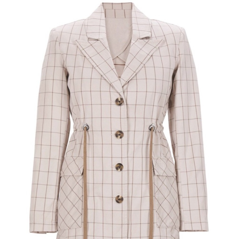 CAbi Windowpane drawstring long sleeve jacket!!! NWOT, size small